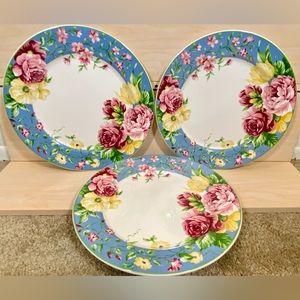 Vintage Waverly Garden Room Masterpiece Dinner Plates (3) Floral Discontinued